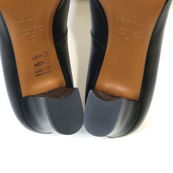 Aquatalia Black Leather Peony Pointed Toe Pumps Made in Italy Office Career 7 - Picture 12 of 15